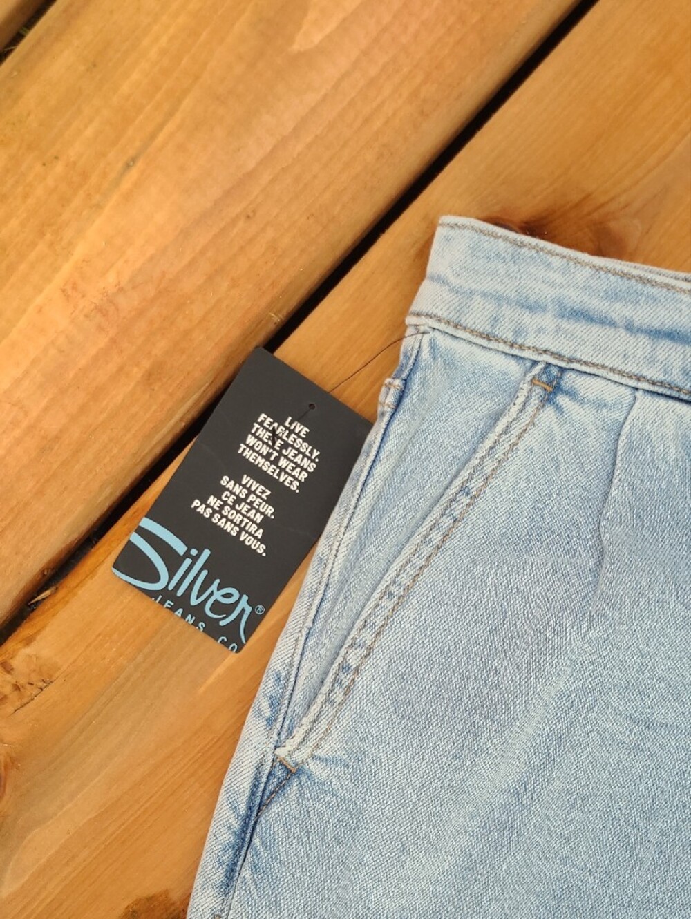 NWT Silver Jeans Co Pleated Denim Trouser High Rise light Blue Wide Leg Size 29 - Picture 11 of 14